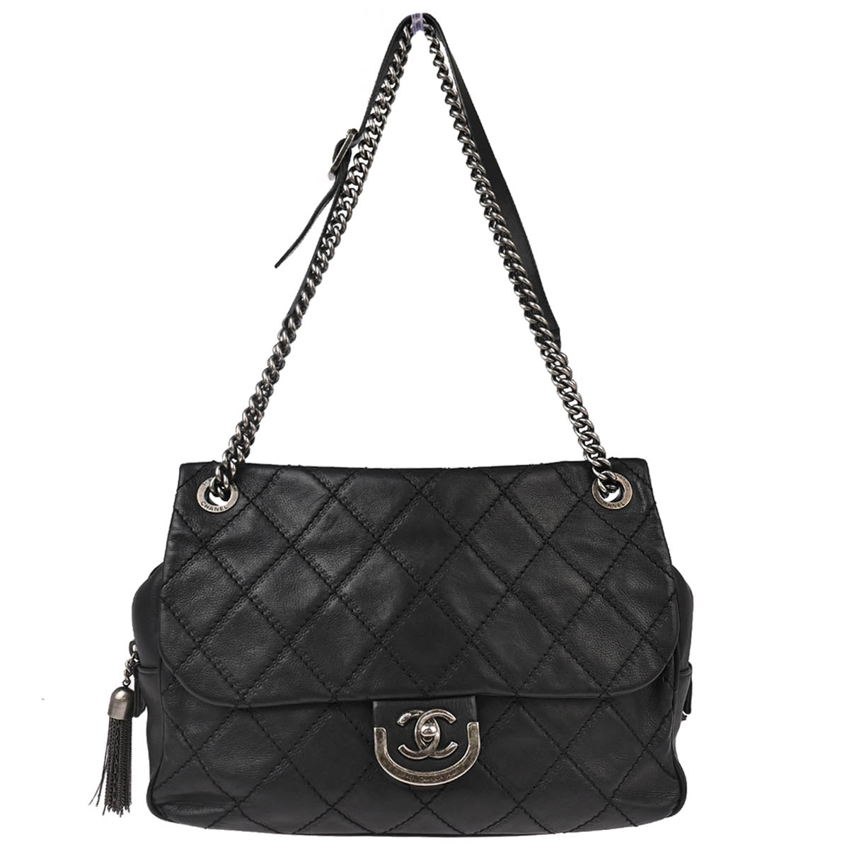 Chanel 2013-2014 Black Caivar Coco Sporran Chain Shoulder Bag