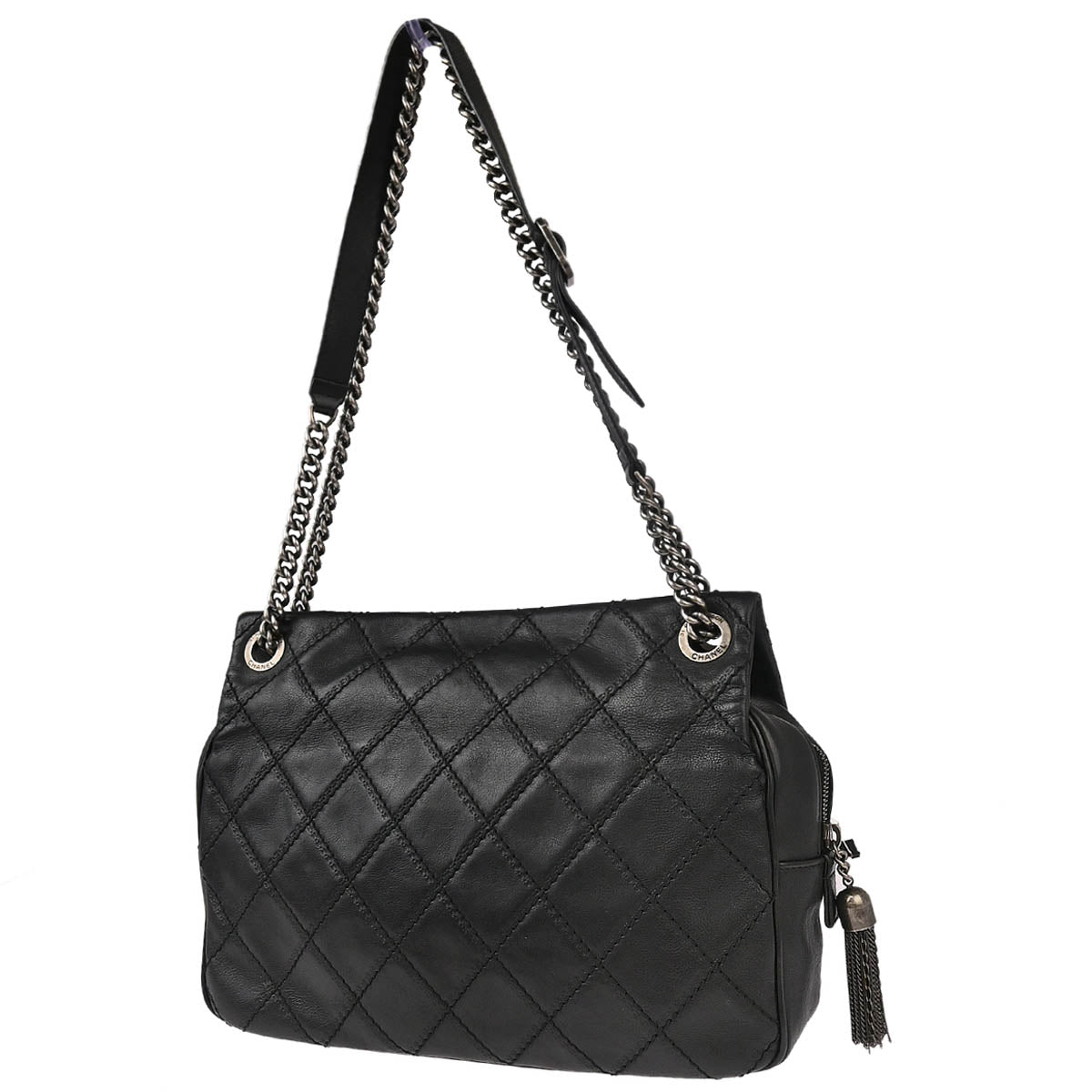 Chanel 2013-2014 Black Caivar Coco Sporran Chain Shoulder Bag