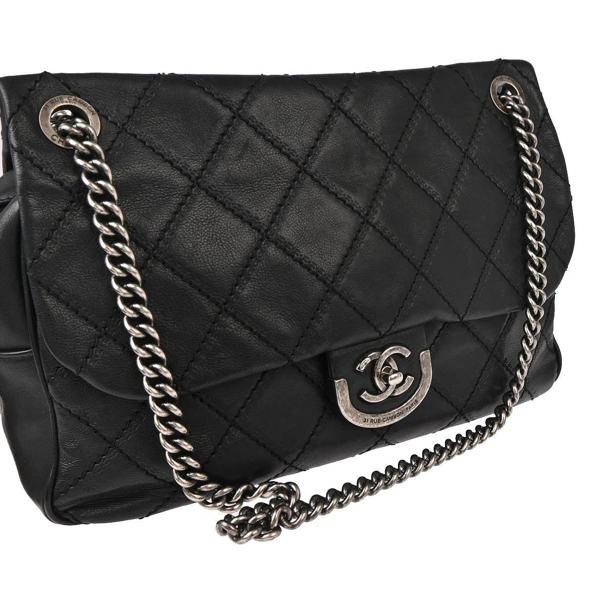 Chanel 2013-2014 Black Caivar Coco Sporran Chain Shoulder Bag