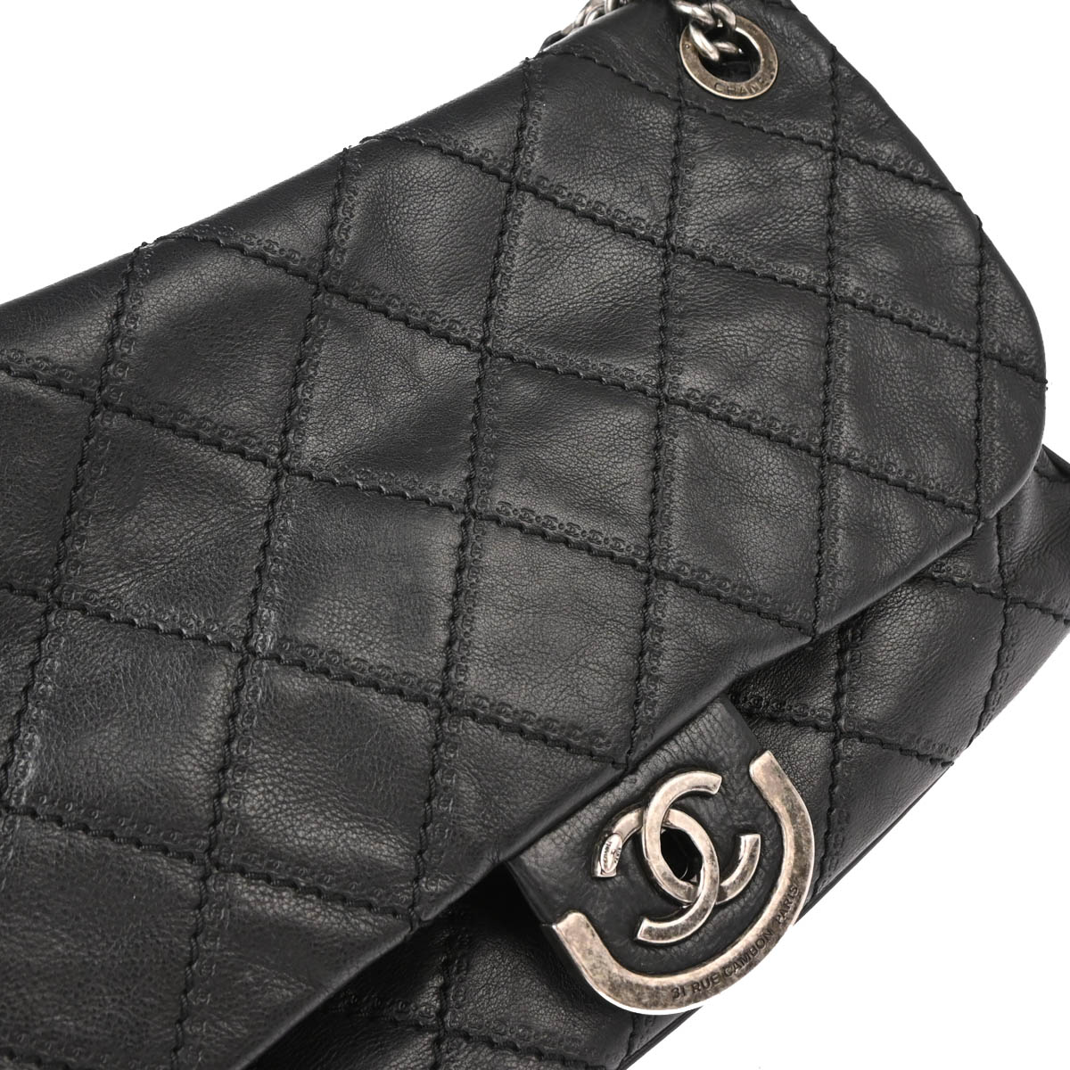 Chanel 2013-2014 Black Caivar Coco Sporran Chain Shoulder Bag