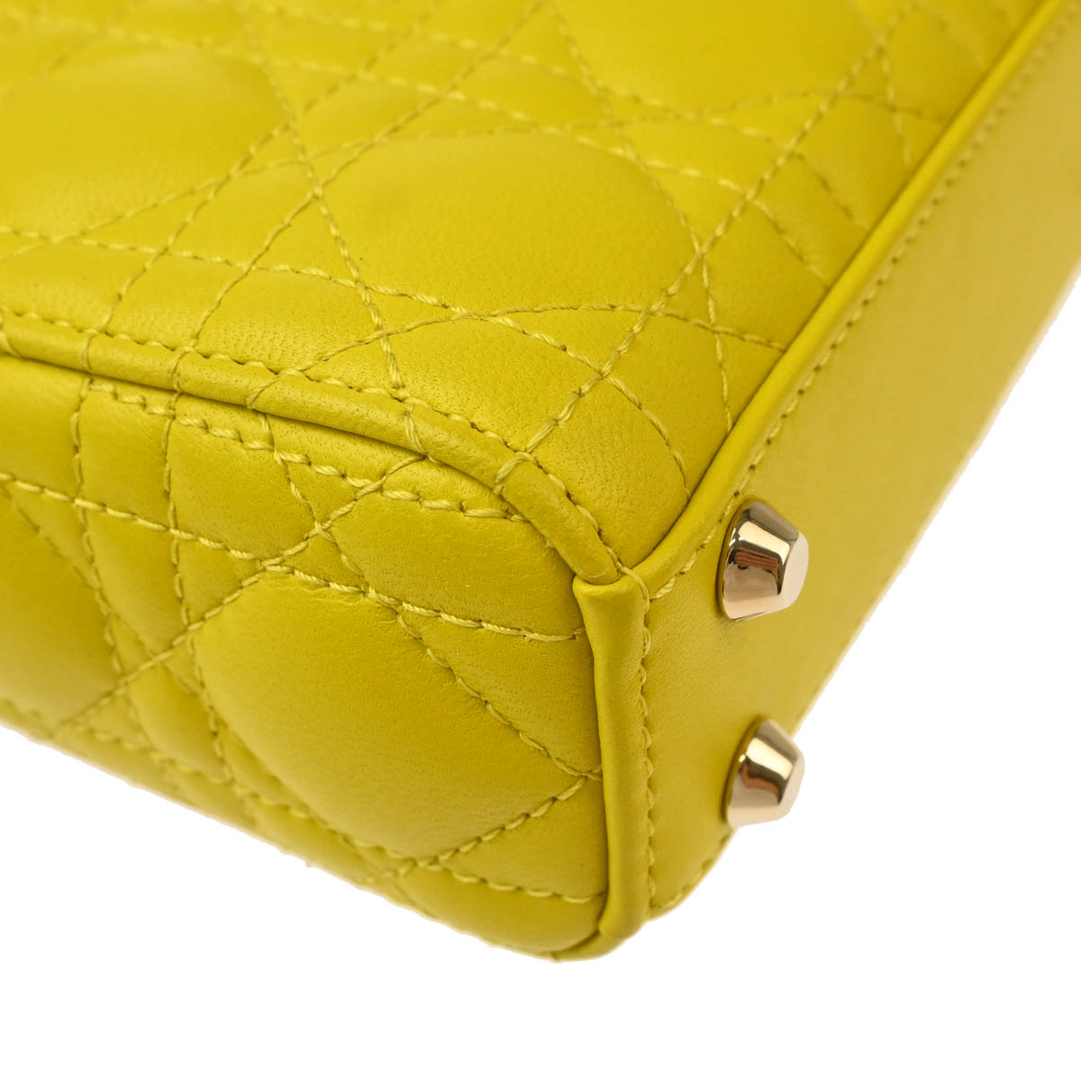 Christian Dior Yellow Lambskin Micro Lady Dior 2way Shoulder Handbag