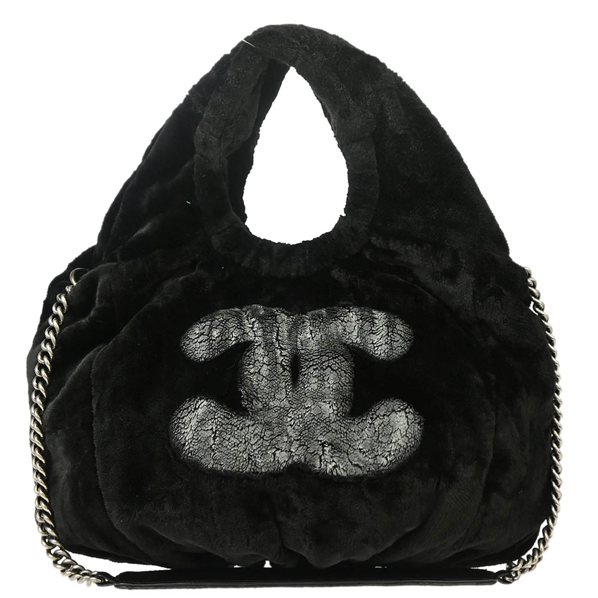 Chanel 2010-2011 Black Fur 2way Shoulder Handbag