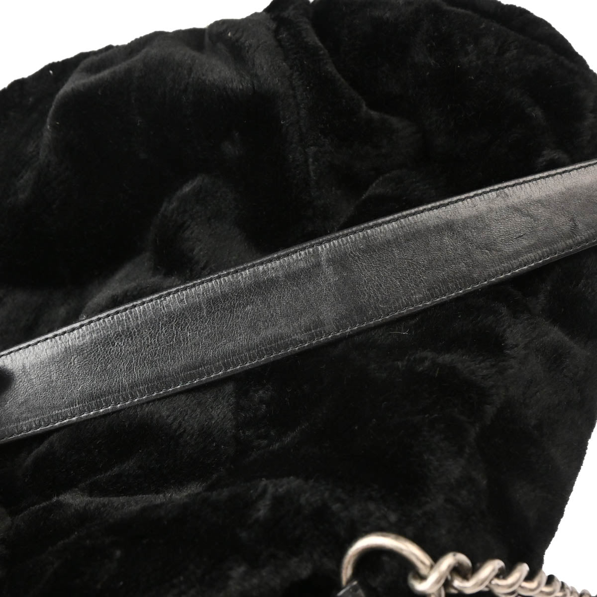 Chanel 2010-2011 Black Fur 2way Shoulder Handbag