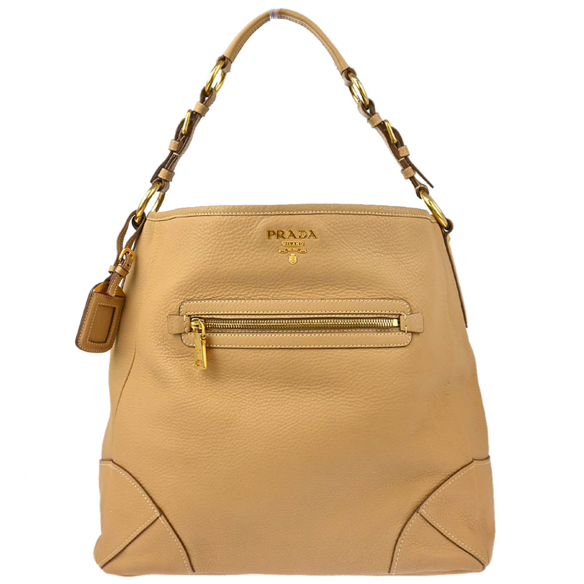 Prada Beige Leather Shoulder Bag