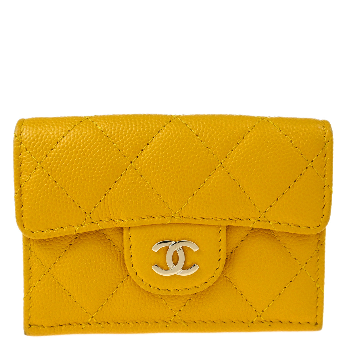 Chanel 2018-2019 Yellow Caviar Wallet Purse