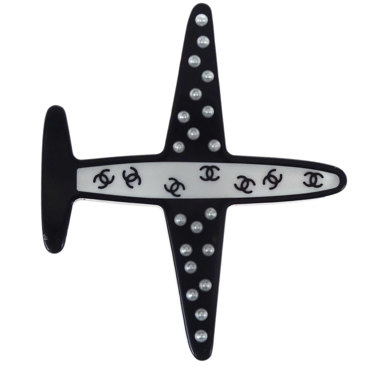 Chanel Airplane Brooch Pin Black 16S