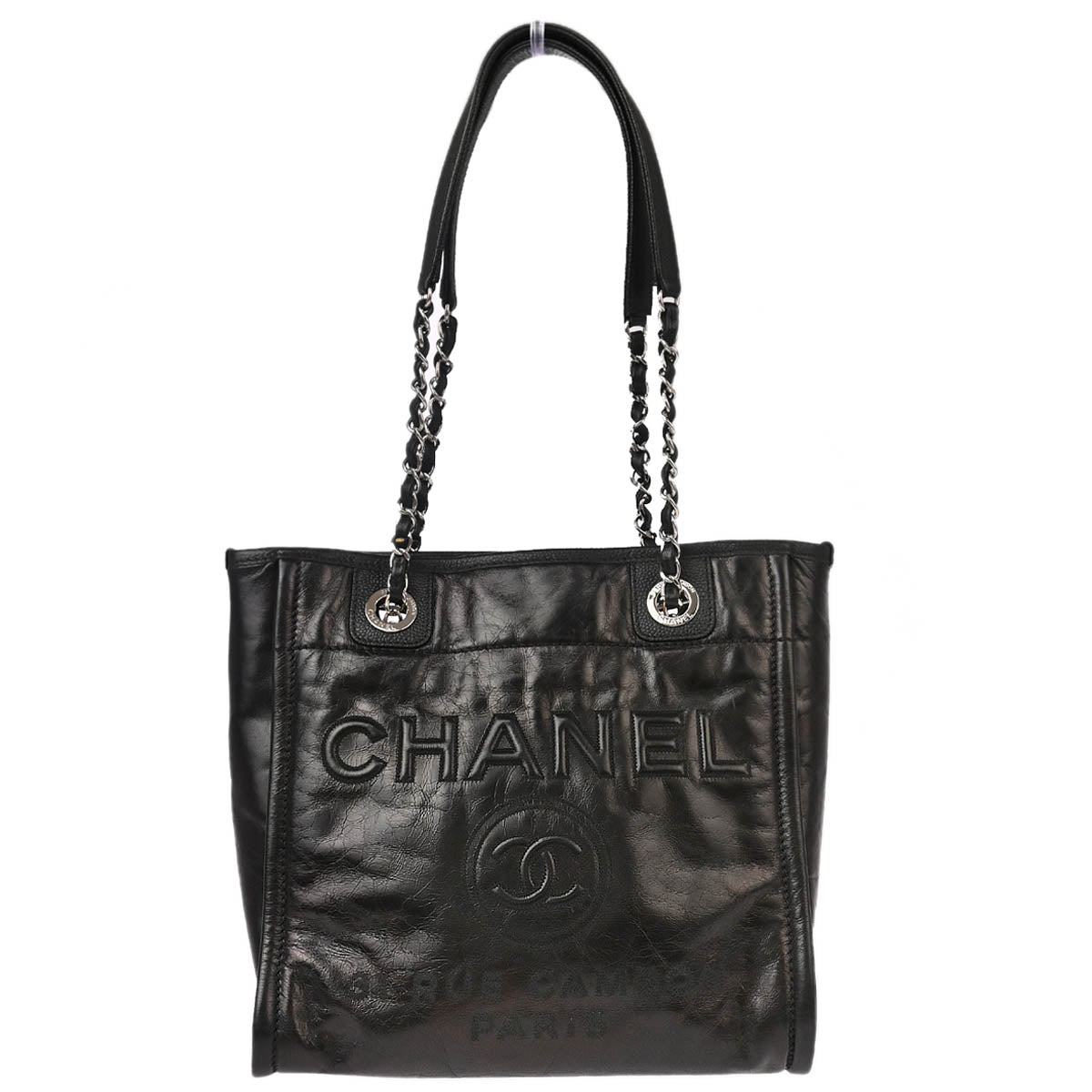 Chanel Black Calfskin Mini Deauville Shoulder Tote Bag