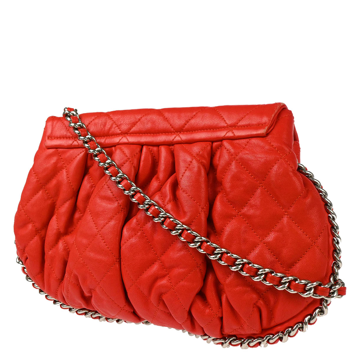 Chanel 2011 Red Lambskin Around Chain Shoulder Bag