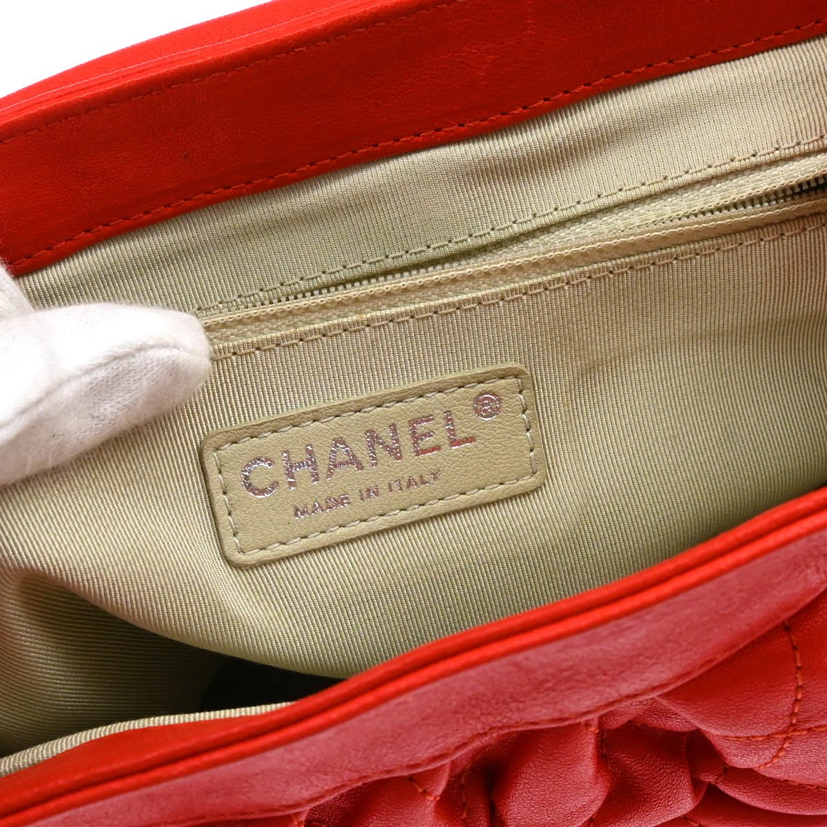 Chanel 2011 Red Lambskin Around Chain Shoulder Bag