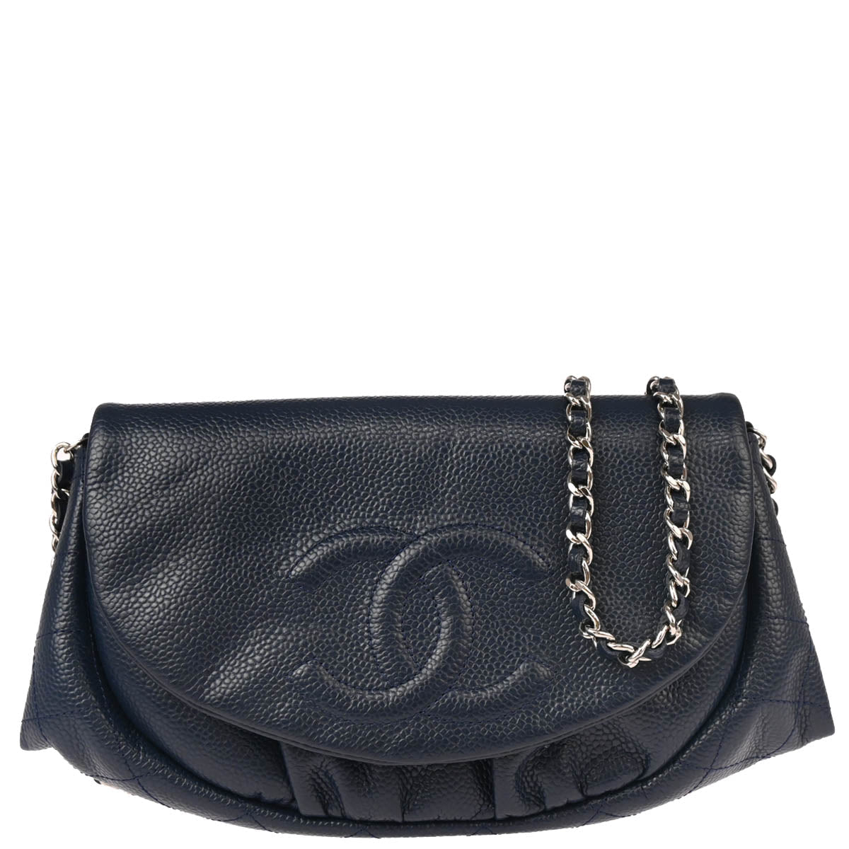 Chanel 2012-2013 Navy Caviar Half-Moon WOC Wallet Shoulder Bag