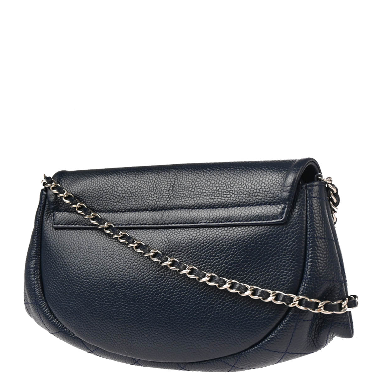 Chanel 2012-2013 Navy Caviar Half-Moon WOC Wallet Shoulder Bag