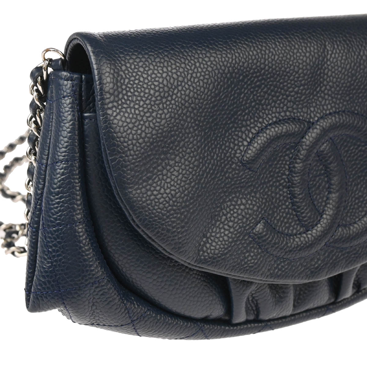 Chanel 2012-2013 Navy Caviar Half-Moon WOC Wallet Shoulder Bag