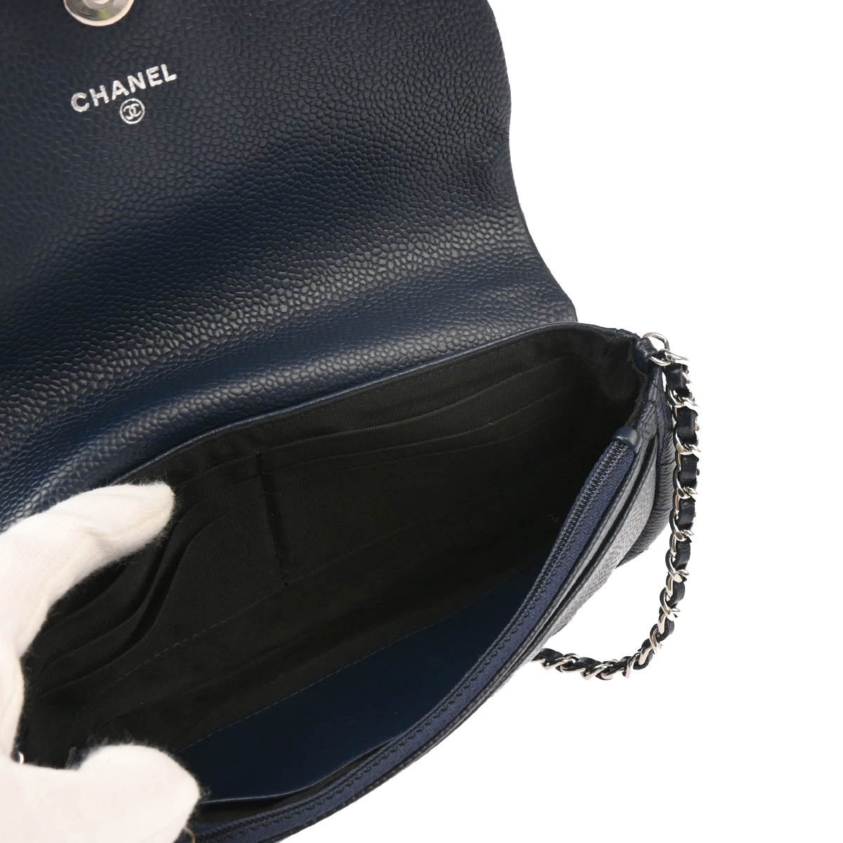 Chanel 2012-2013 Navy Caviar Half-Moon WOC Wallet Shoulder Bag