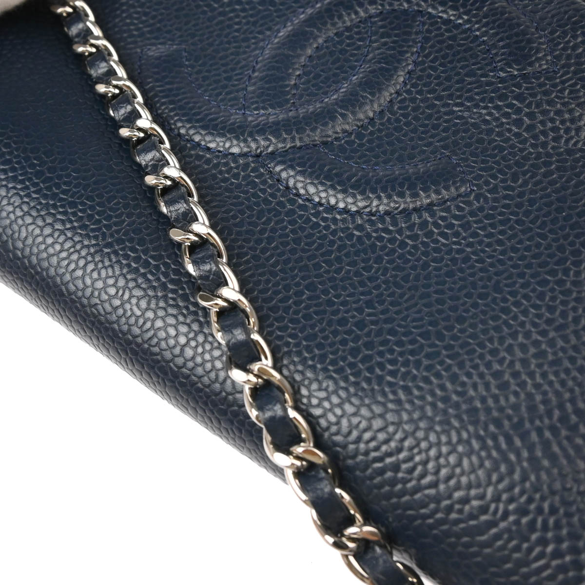 Chanel 2012-2013 Navy Caviar Half-Moon WOC Wallet Shoulder Bag