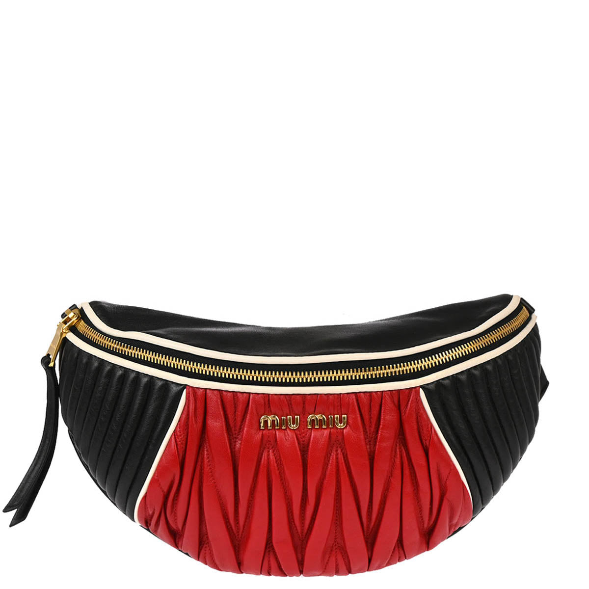 Miu Miu 2019 Black Red Lambskin Rider Waist Bag