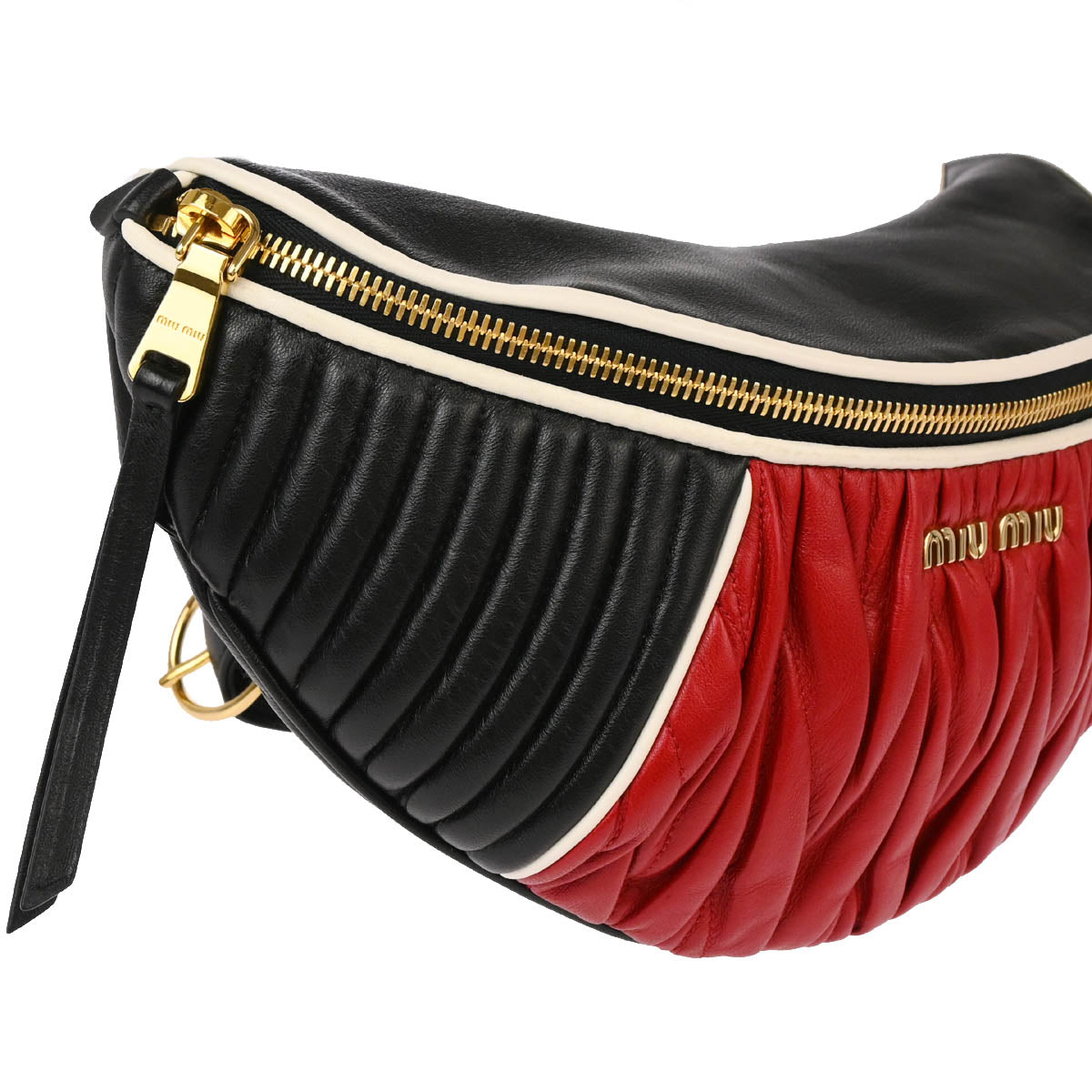 Miu Miu 2019 Black Red Lambskin Rider Waist Bag