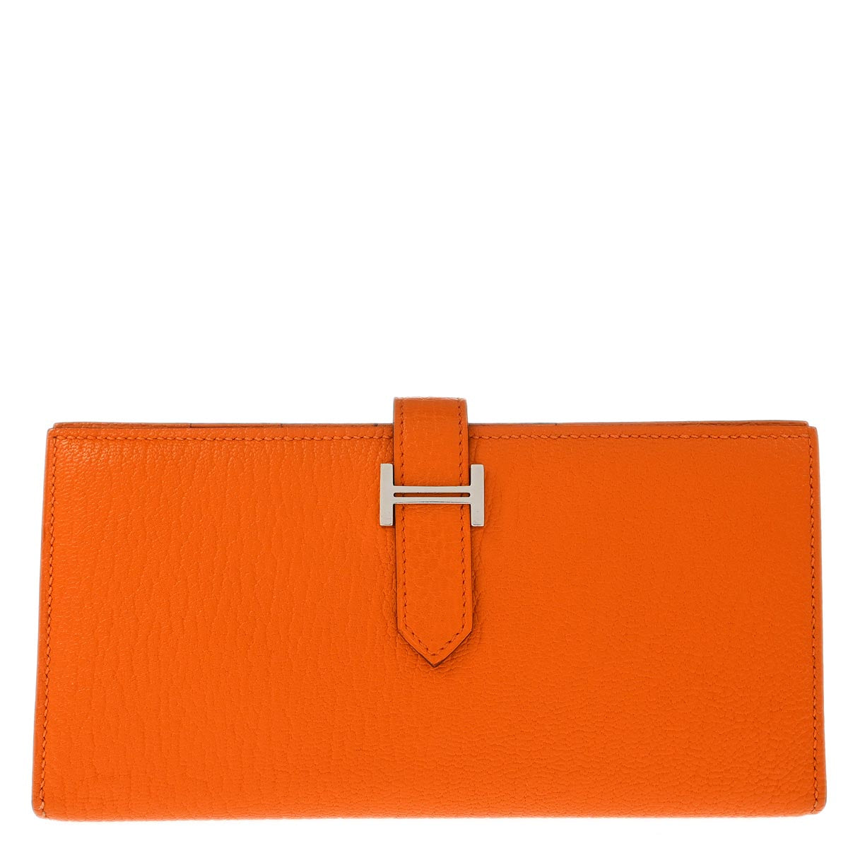 Hermes 2013 Orange Chevre Bearn Soufre Bifold Long Wallet