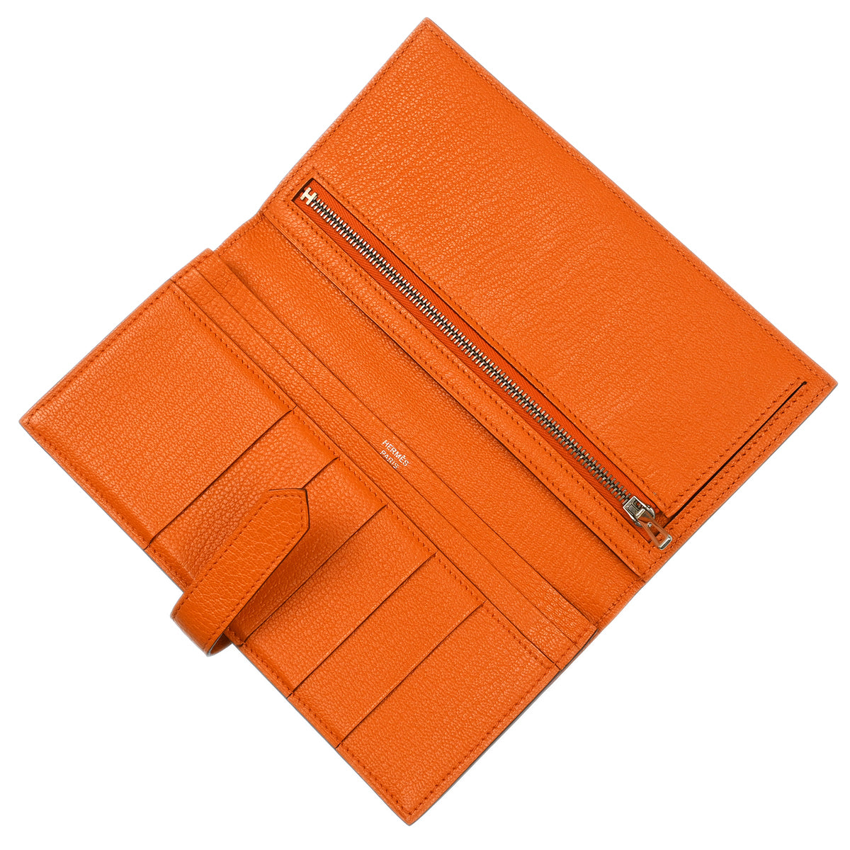 Hermes 2013 Orange Chevre Bearn Soufre Bifold Long Wallet