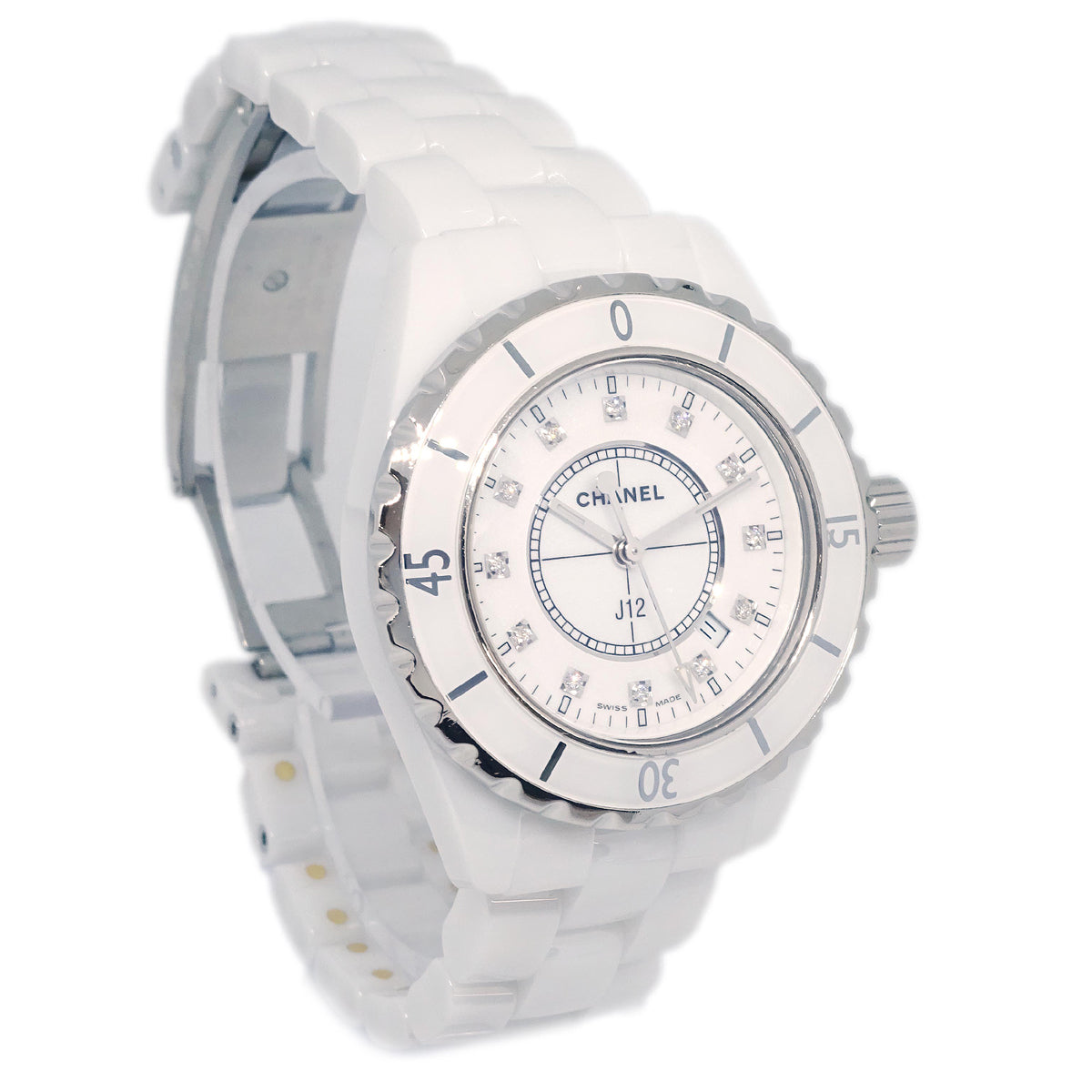 Chanel J12 33mm Quartz Watch Ceramic SS Diamond