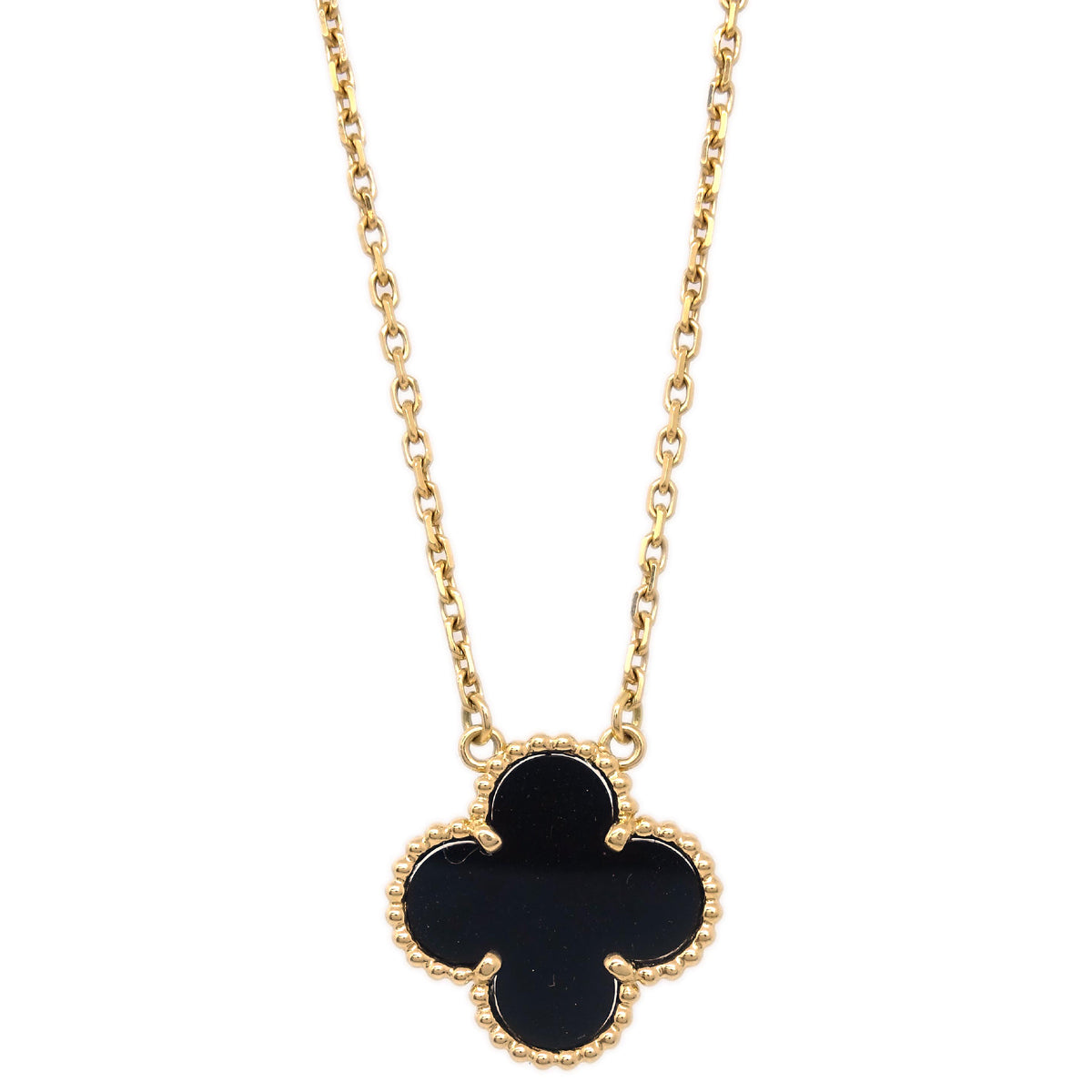 Van Cleef & Arpels 2012 Vintage Alhambra Necklace Au750 Gold Onyx