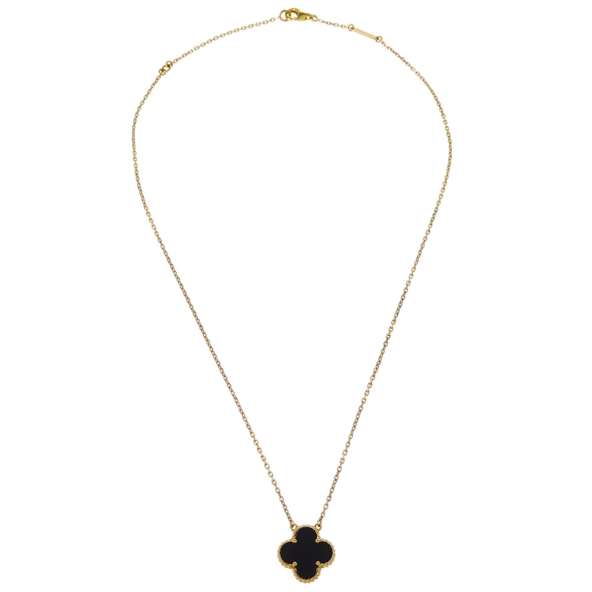 Van Cleef & Arpels 2012 Vintage Alhambra Necklace Au750 Gold Onyx