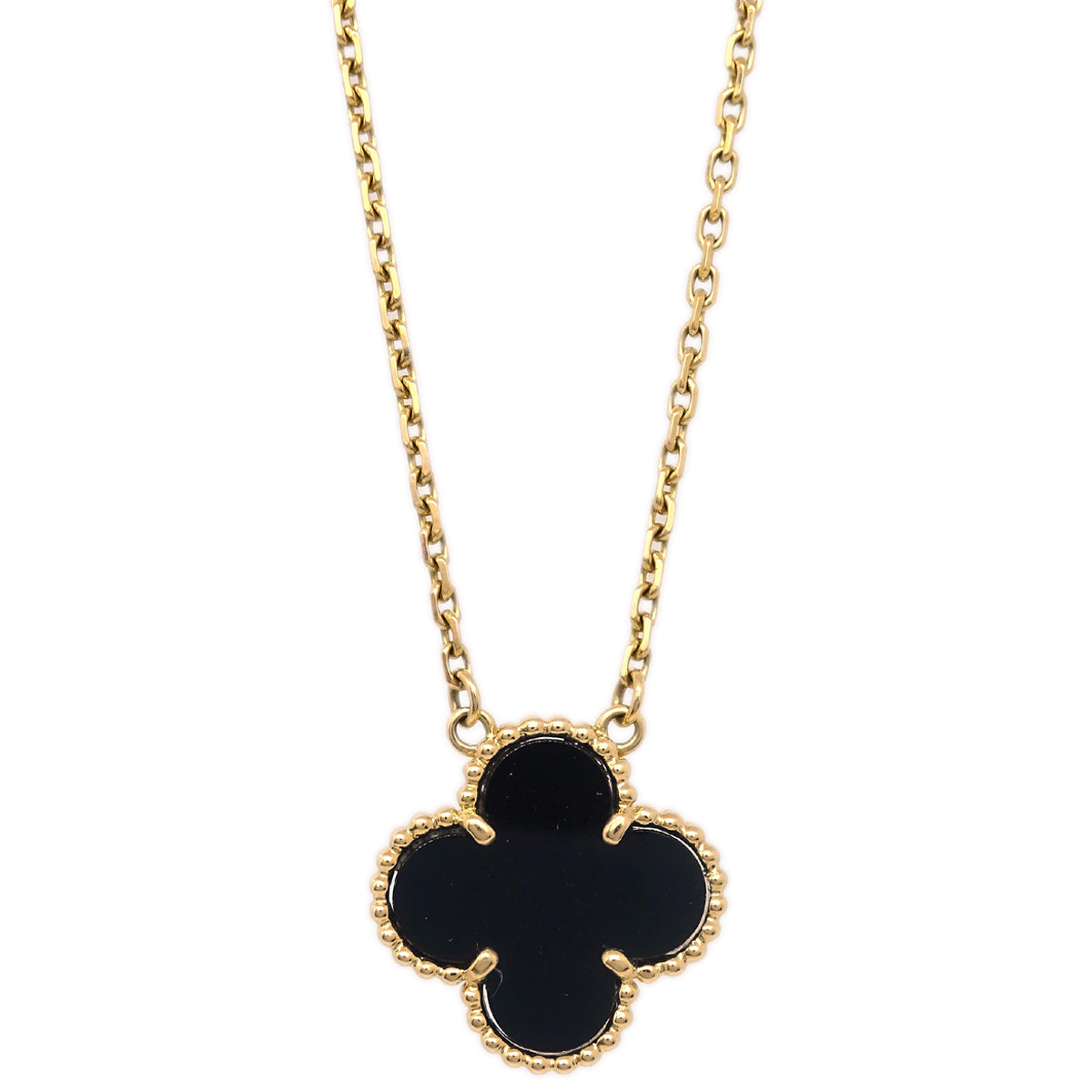 Van Cleef & Arpels Vintage Alhambra Necklace Au750 Gold Onyx