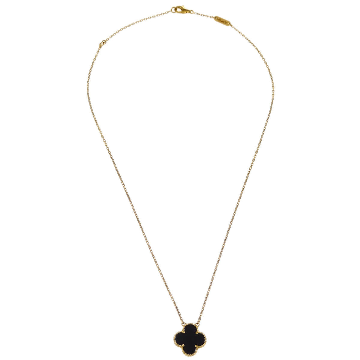 Van Cleef & Arpels Vintage Alhambra Necklace Au750 Gold Onyx