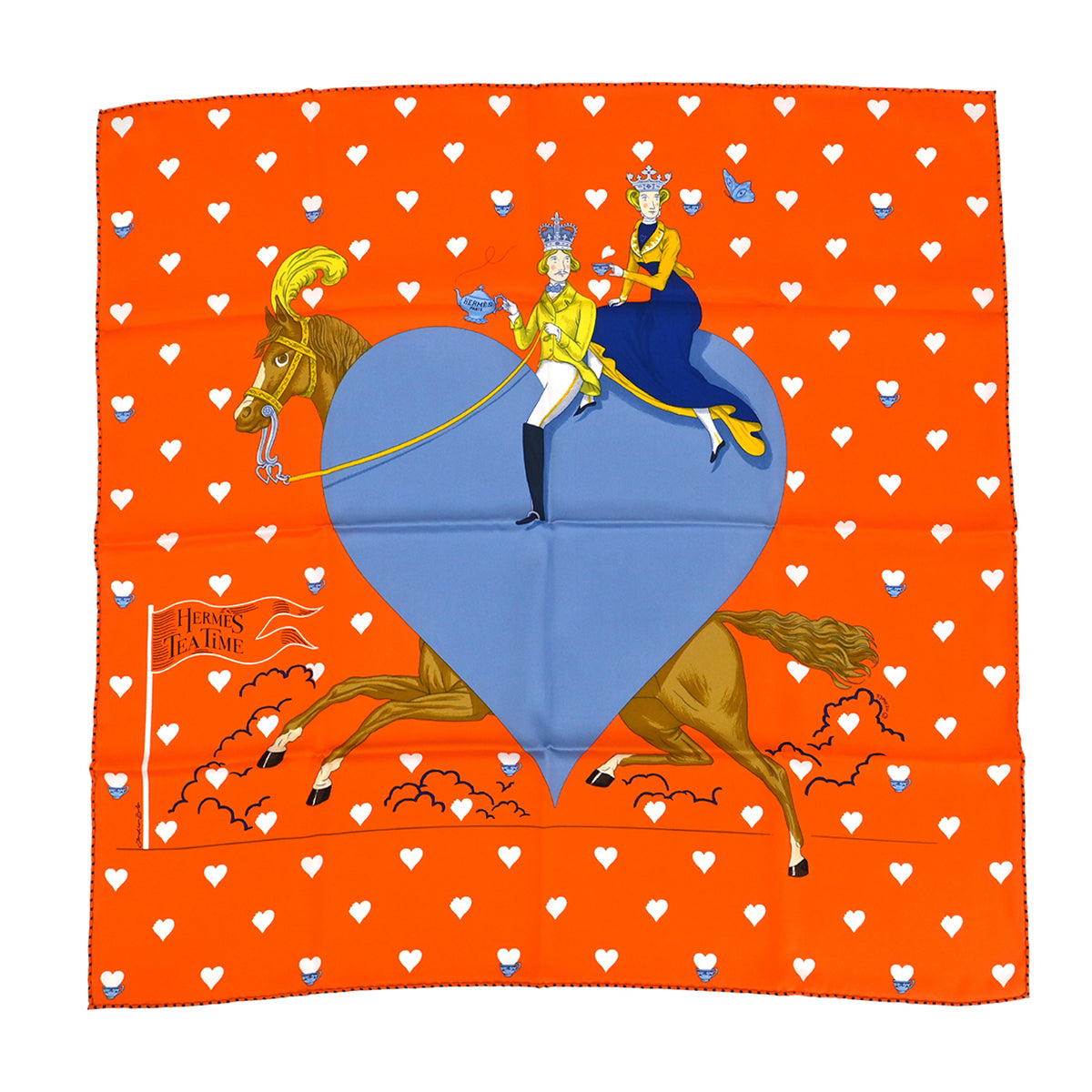 Hermes Scarf Carre 70 Tea Time Orange Small Good