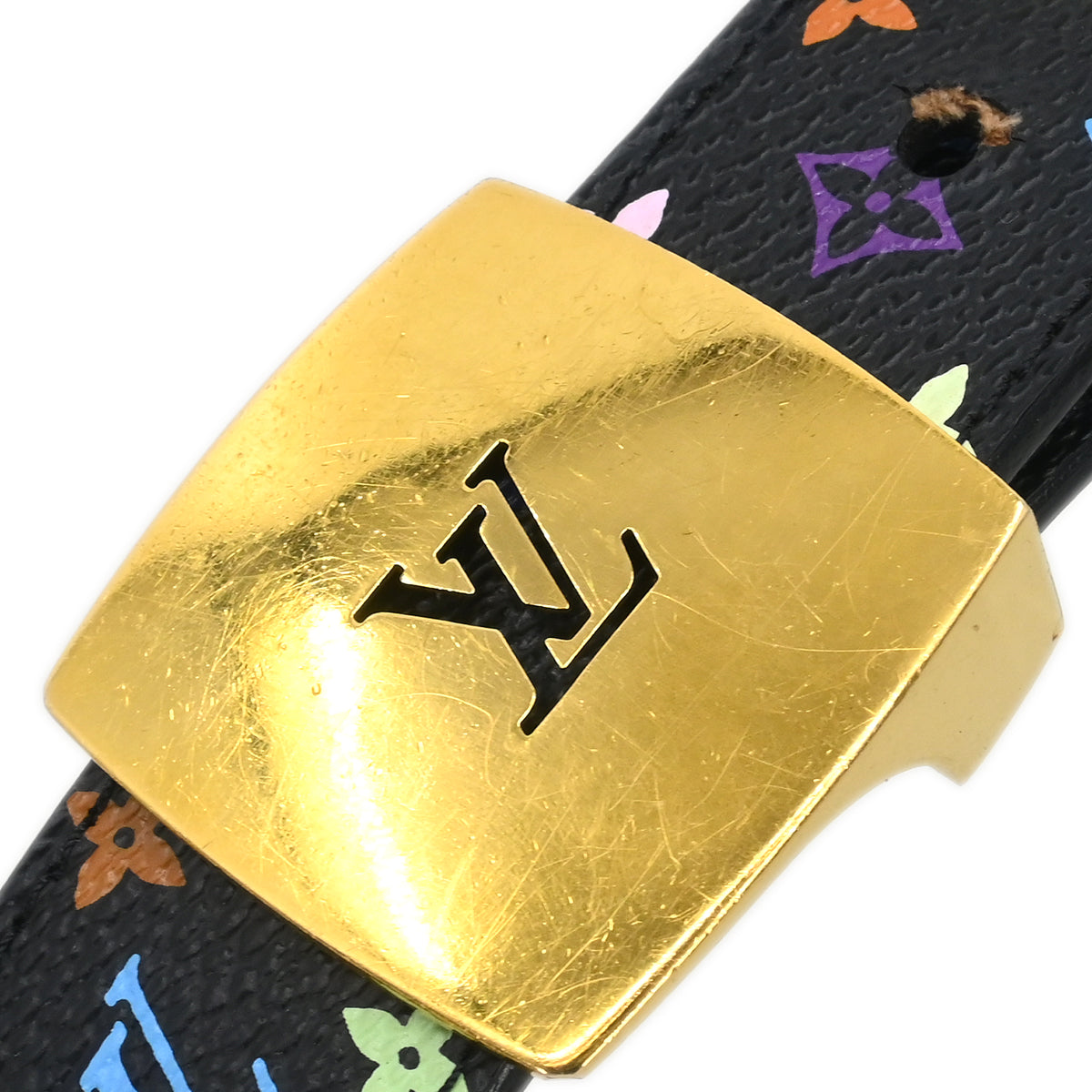 Louis Vuitton Black Multicolor Ceinture LV Cut Belt M6890V #85/34 Small Good