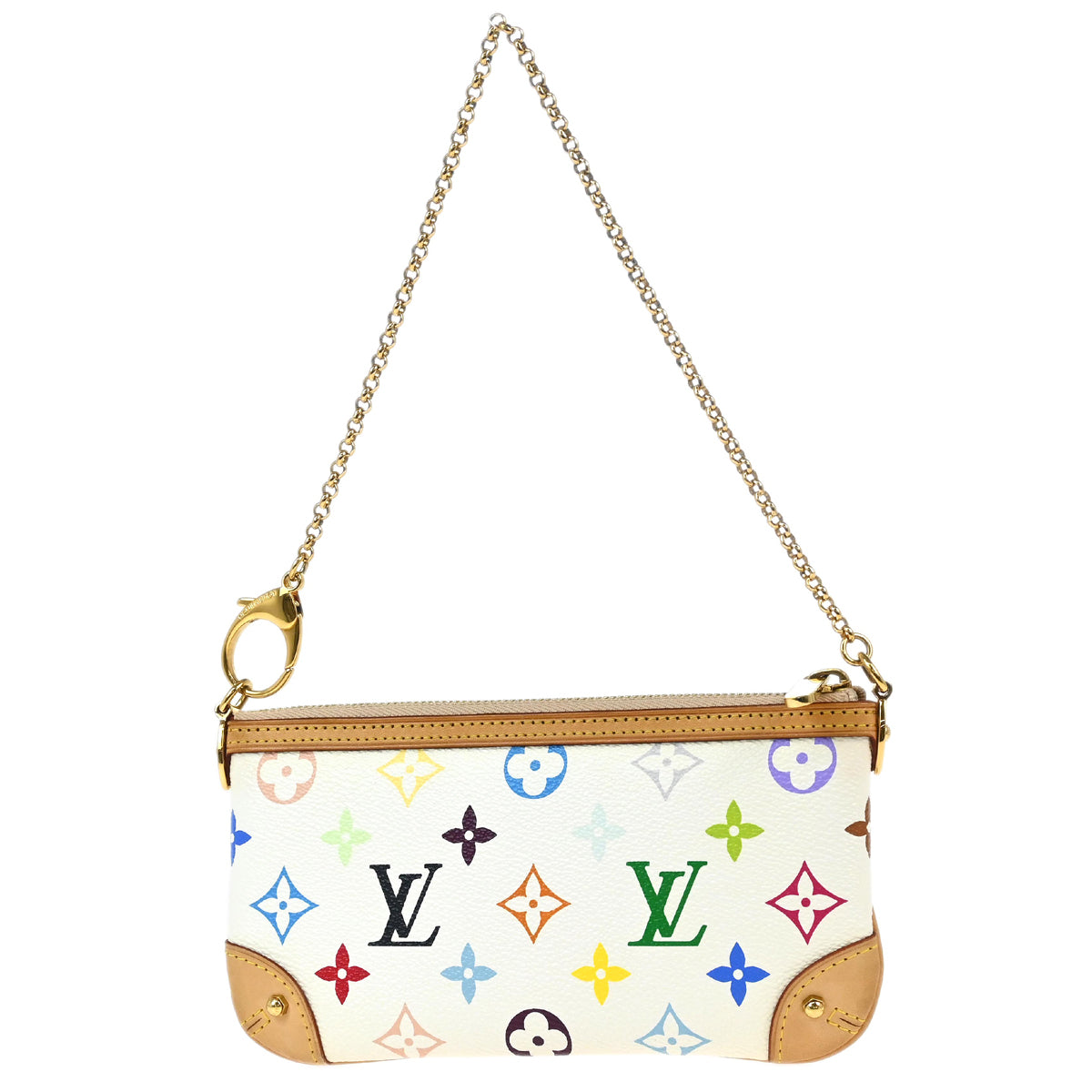 Louis Vuitton 2011 White Multicolor Pochette Milla MM Handbag M60098