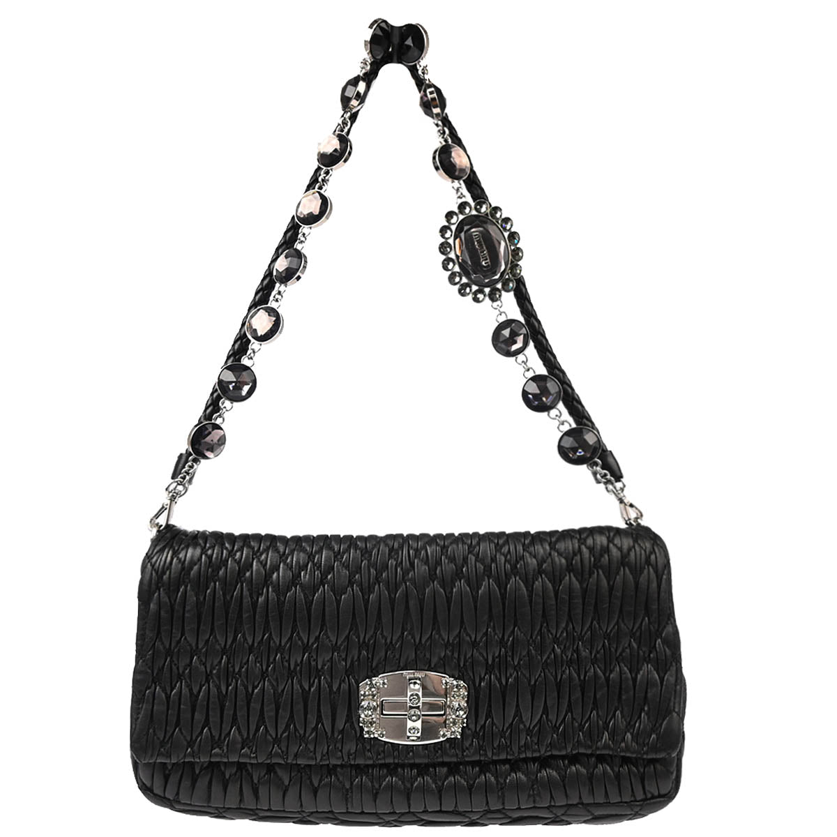 Miu Miu Black Lambskin Matelasse Shoulder Bag