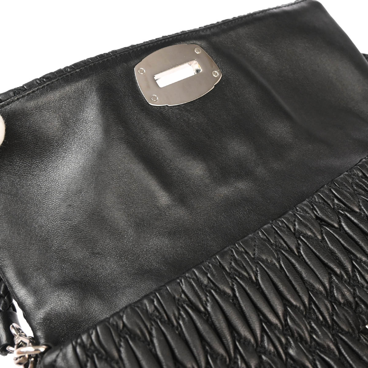 Miu Miu Black Lambskin Matelasse Shoulder Bag