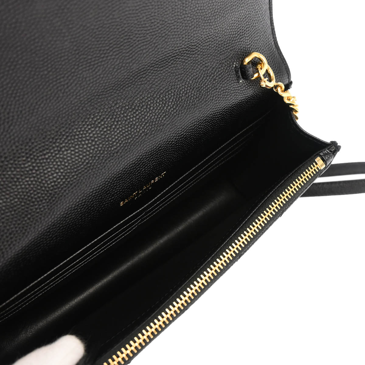 Saint Laurent Black Leather WOC Chain Shoulder Wallet Bag