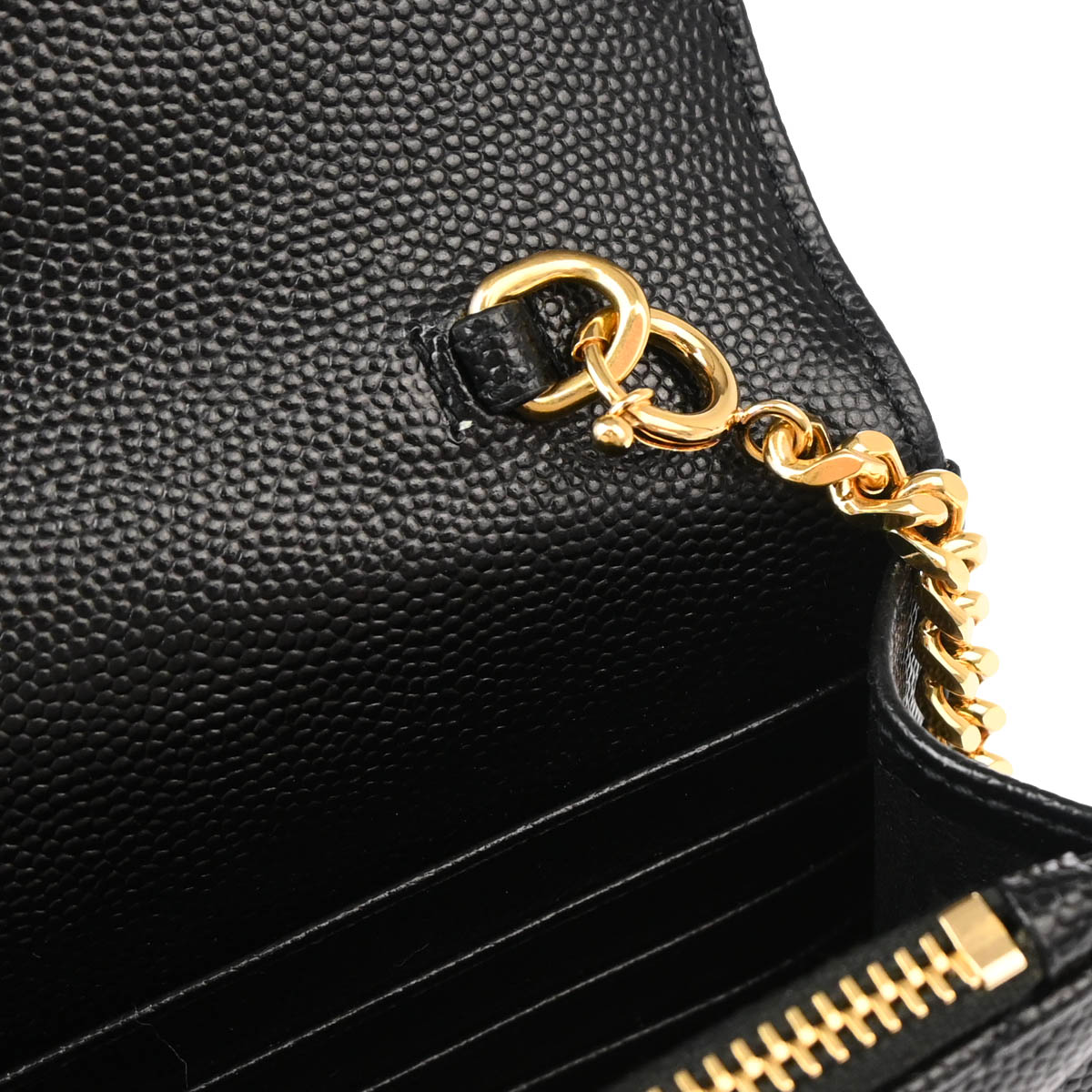 Saint Laurent Black Leather WOC Chain Shoulder Wallet Bag