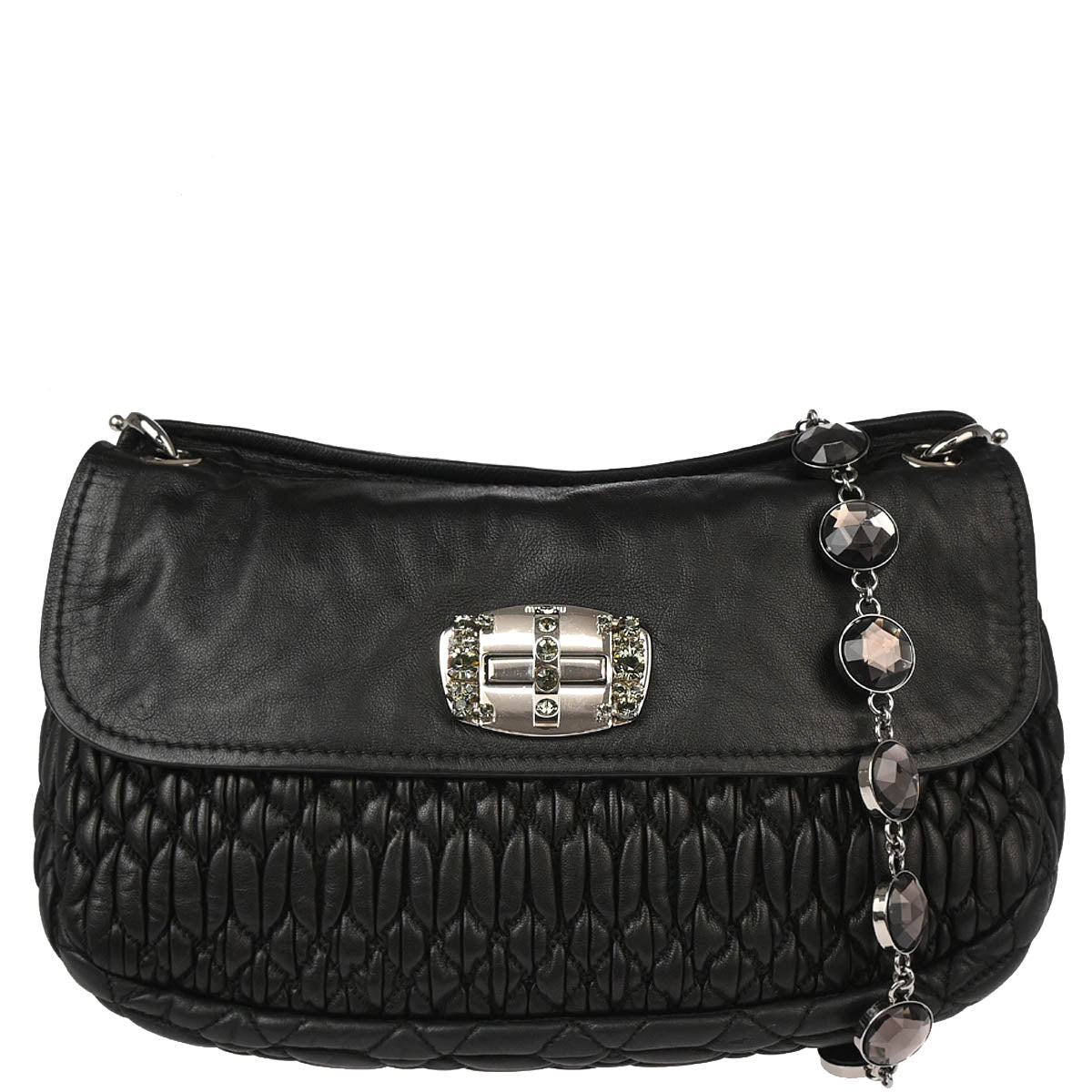 Miu Miu Black Lambskin Matelasse Shoulder Bag