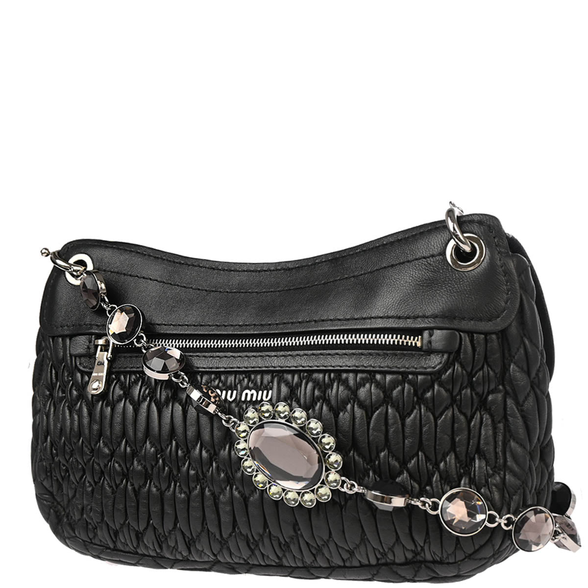 Miu Miu Black Lambskin Matelasse Shoulder Bag