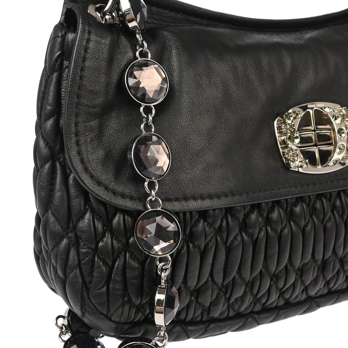 Miu Miu Black Lambskin Matelasse Shoulder Bag