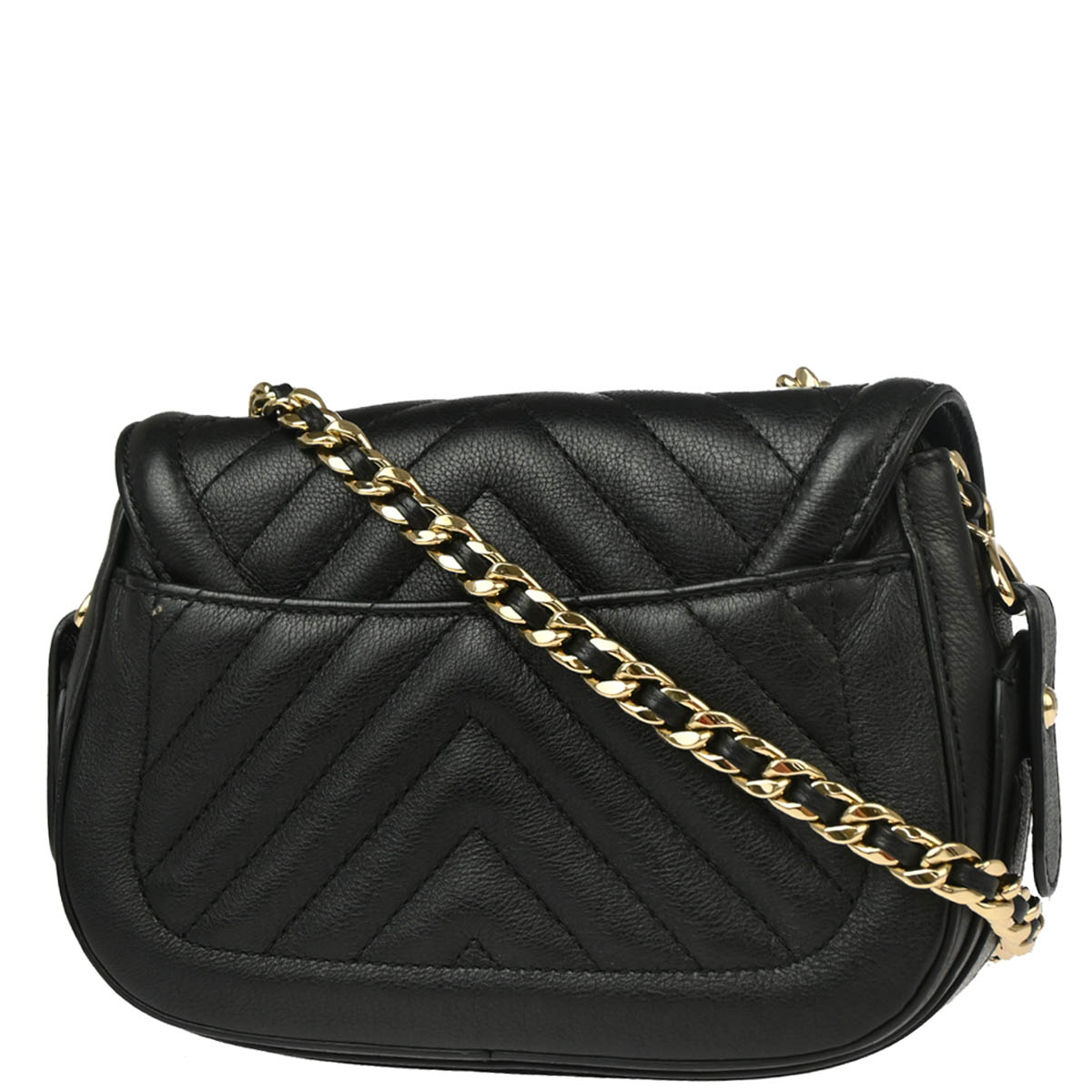 Chanel 2018-2019 Black Calfskin Chevron Filigree Shoulder Bag