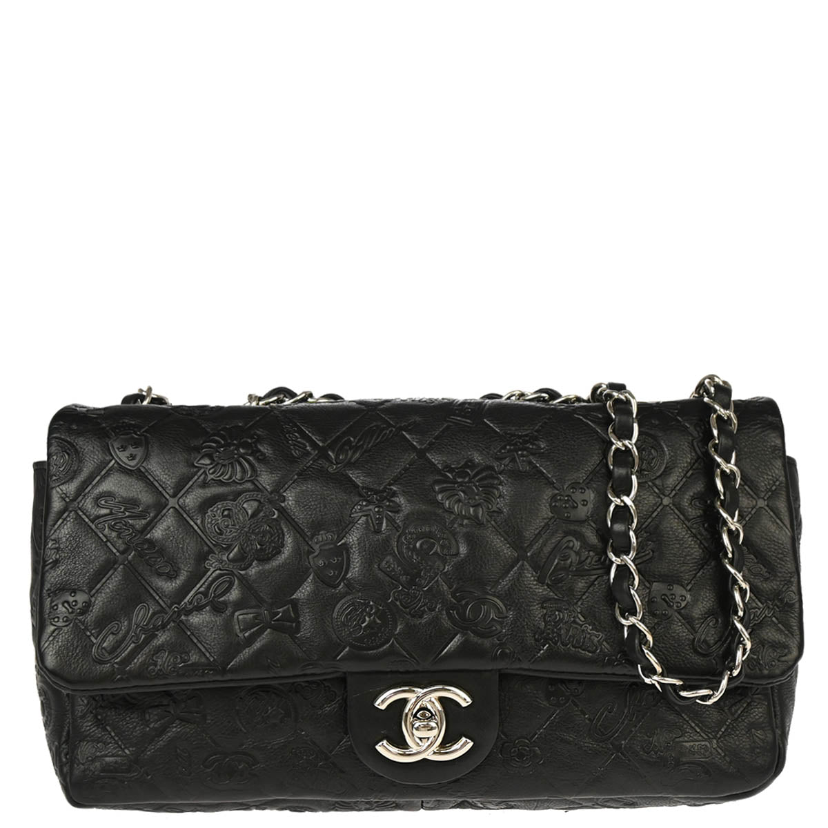 Chanel 2011 Black Calfskin Icon Shoulder Bag