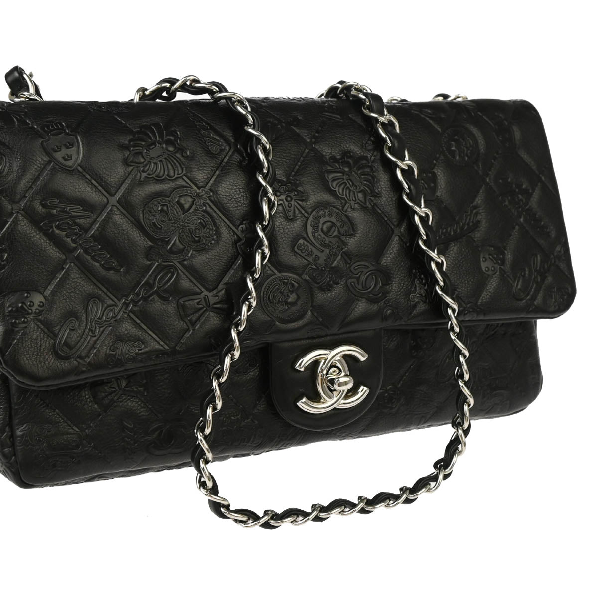 Chanel 2011 Black Calfskin Icon Shoulder Bag