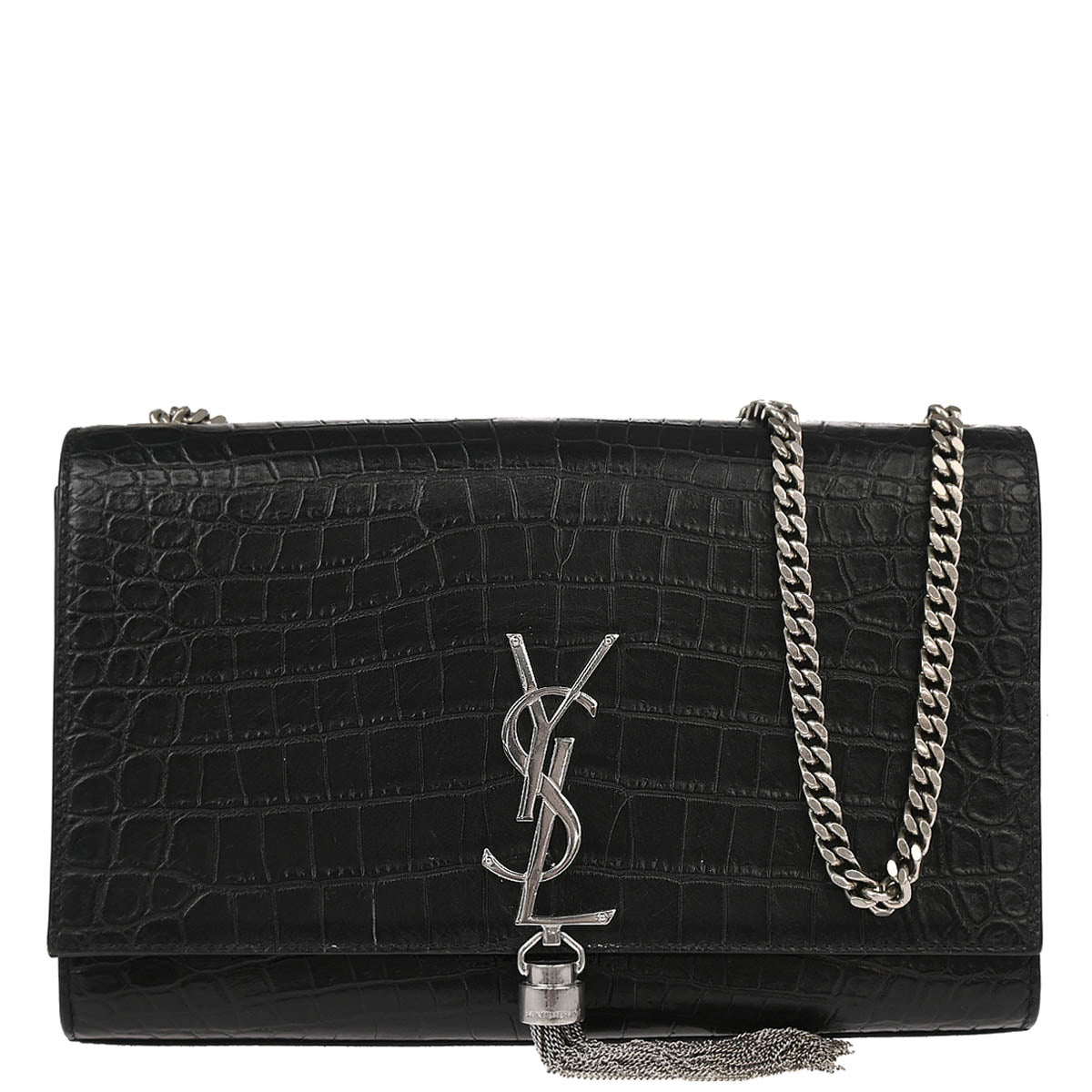 Saint Laurent * Black Embossed Leather Shoulder Bag