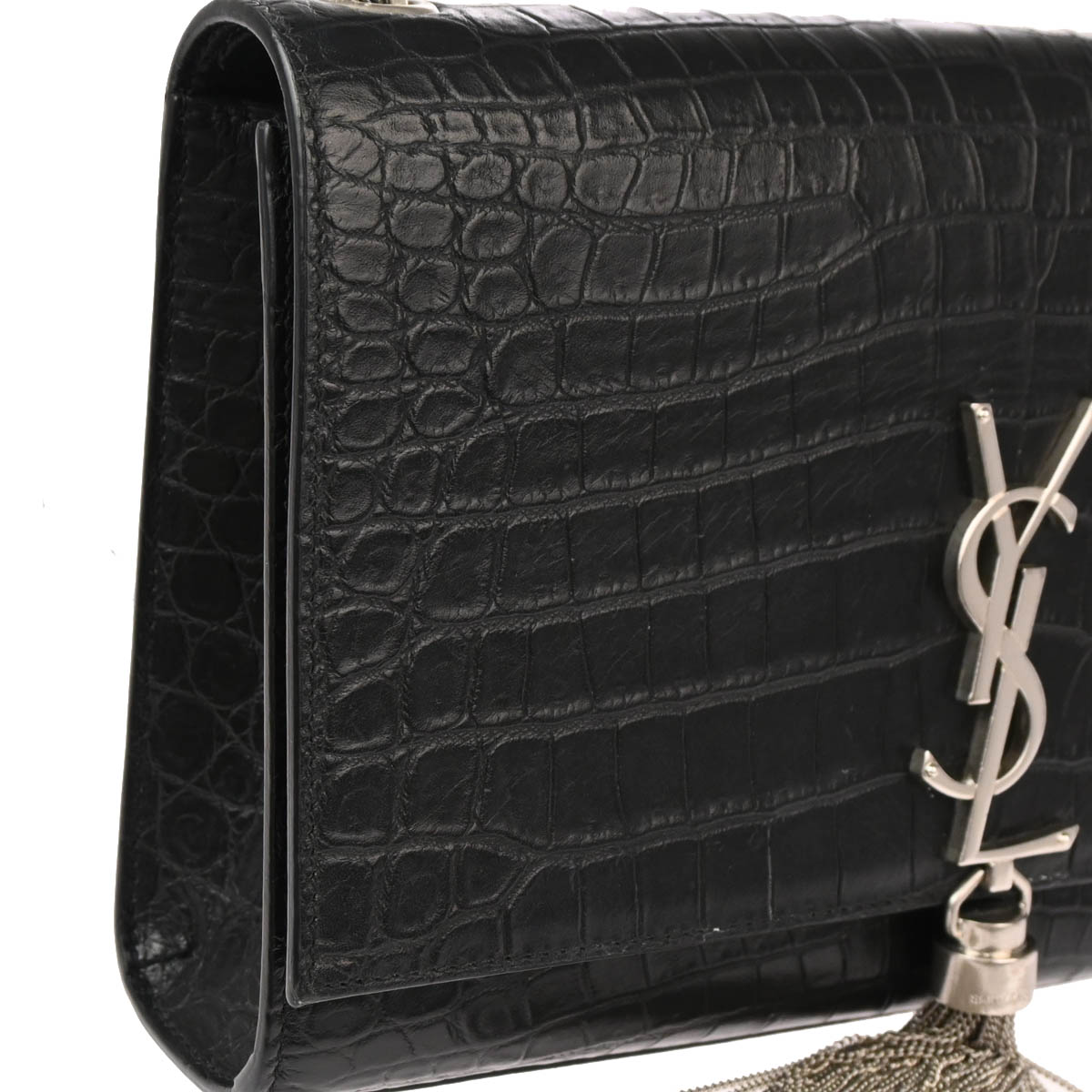 Saint Laurent * Black Embossed Leather Shoulder Bag