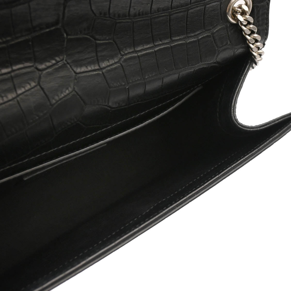 Saint Laurent * Black Embossed Leather Shoulder Bag