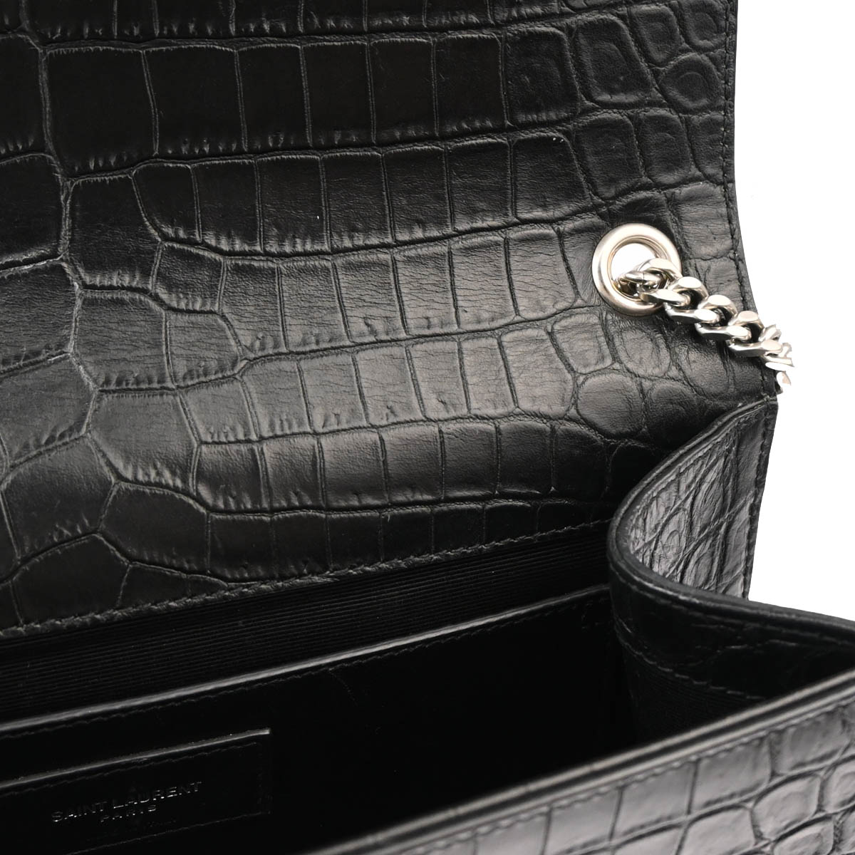 Saint Laurent * Black Embossed Leather Shoulder Bag