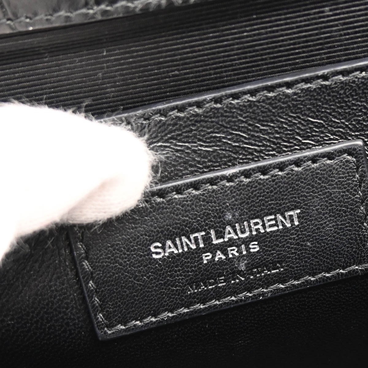 Saint Laurent * Black Embossed Leather Shoulder Bag