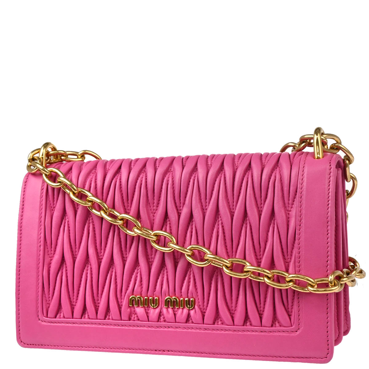 Miu Miu Pink Lambskin Matelasse Shoulder Bag