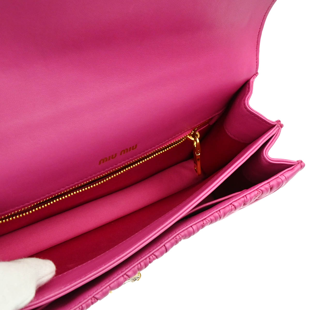 Miu Miu Pink Lambskin Matelasse Shoulder Bag