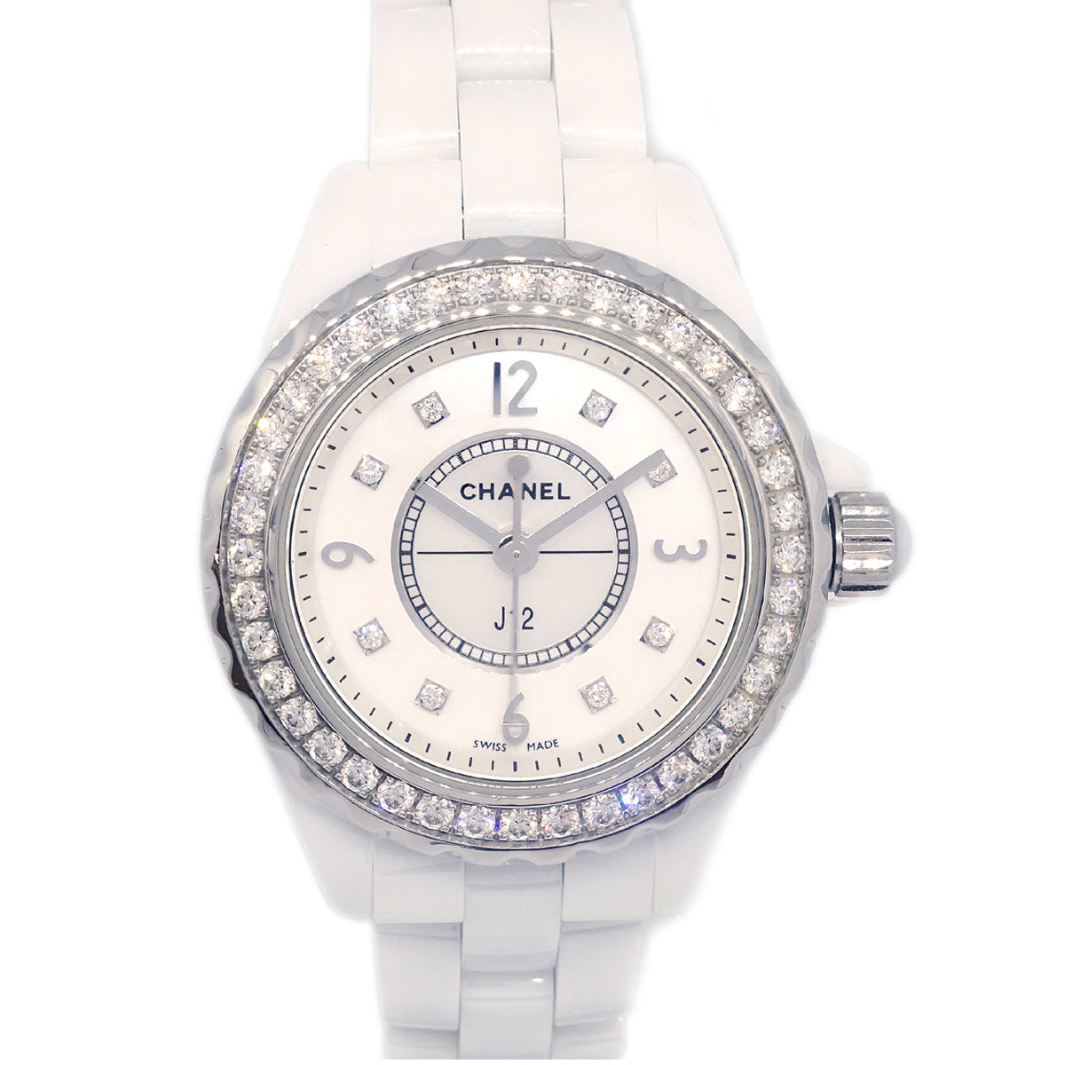 Chanel J12 Ref.H2572 29mm Quartz Watch Ceramic SS Diamond