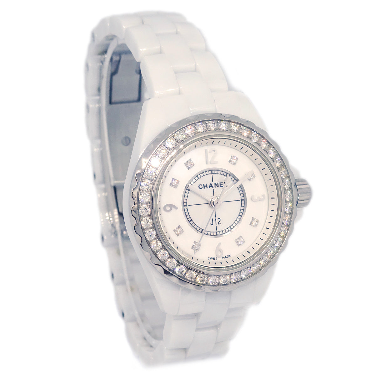 Chanel J12 Ref.H2572 29mm Quartz Watch Ceramic SS Diamond