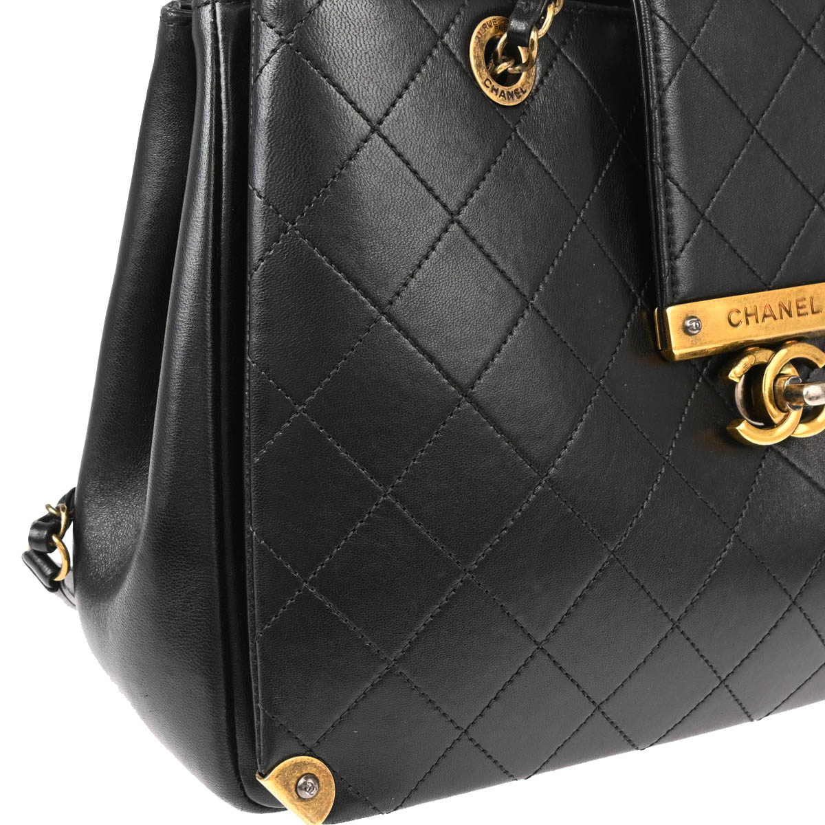 Chanel 2017 Black Calfskin Tote Shoulder Bag